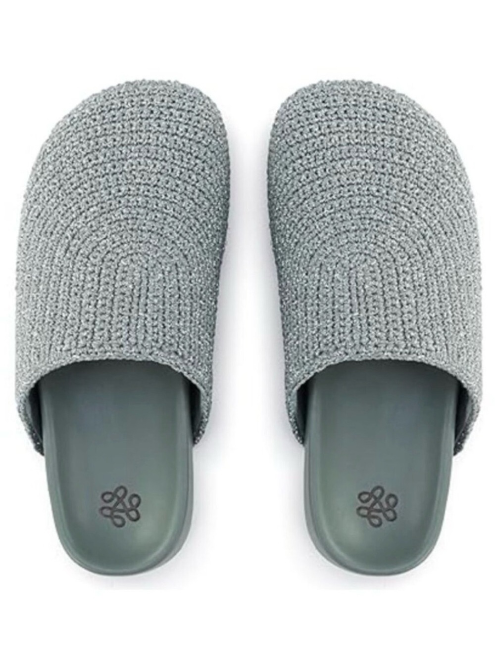 The Sak Bolinas Clogs Leather Footbed Silver Knit Leather Slip-On Women's Shoes